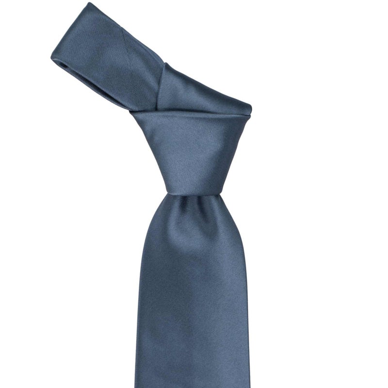 tiemart Premium Solid Color Necktie (Dusty Blue) - Image 2